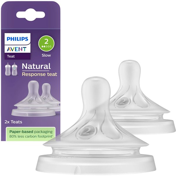 Philips Avent 2er-Pack Natural Response Sauger, Silikon, Stufe 2, ab Geburt