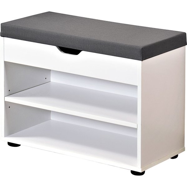 Schuhschrank mit Sitzkissen, 2 Fächer, weiß