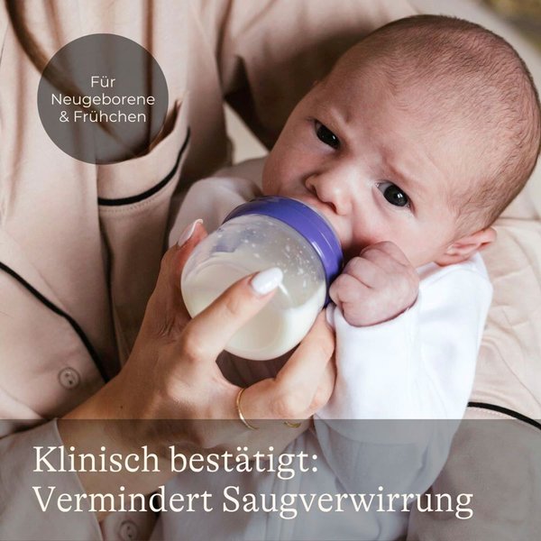 Lansinoh Babyflasche NaturalWave Sauger, Anti-Kolik-Weithals, 60ml