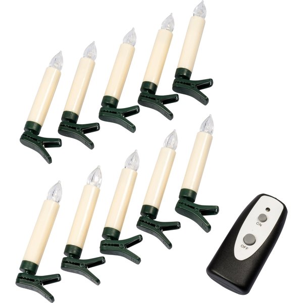 LED-Kerzen mit Fernbedienung, 10 Stück, weiß