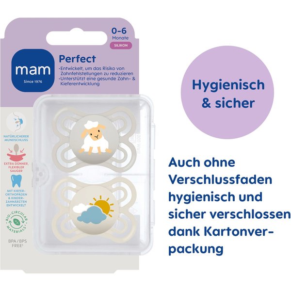 Mam 2er-Pack Schnuller Perfect Silikon, 0-6M