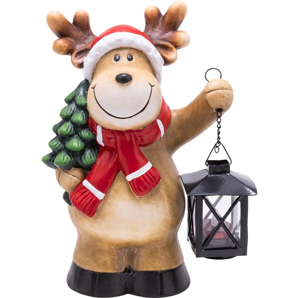 Gartenfigur "Winter-Elchbert" mit Bewegungsmelder