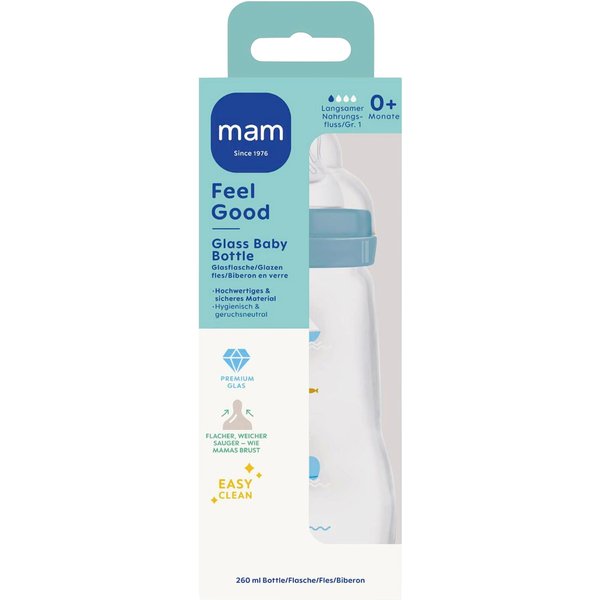 Mam Babyflasche Feel Good matt, Glas, 260 ml, ab 0M
