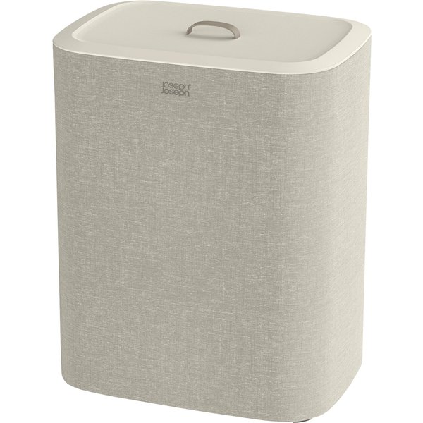 Wäschesammler, Wäschekorb Tota mit Deckel, 2 Fächer, 90 l, beige