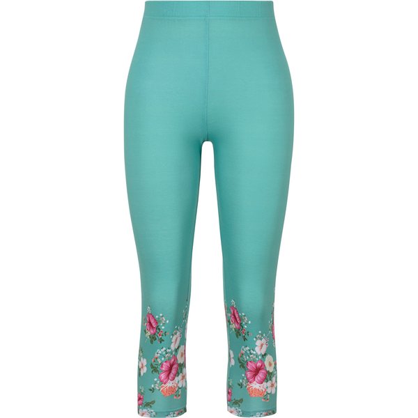 Capri-Leggings „Blütenzauber“, Größe: M, grün