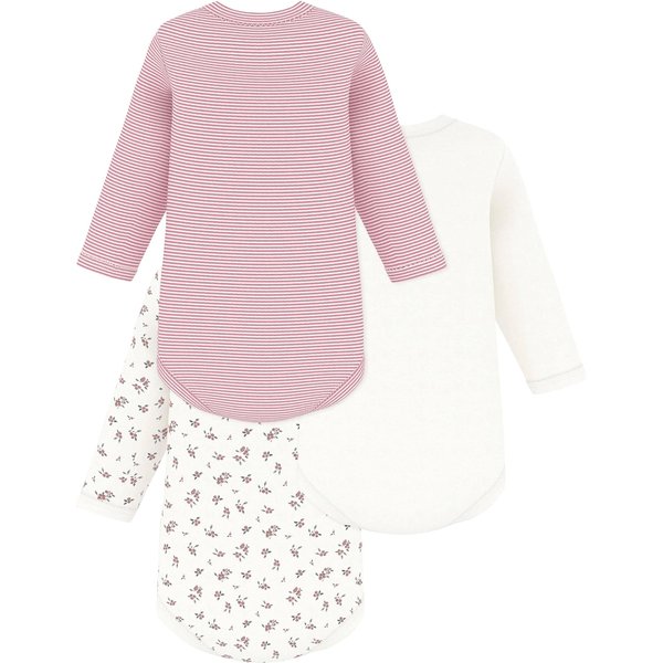 Petit Bateau 3er-Pack Bodys langarm Ringel Beeren
