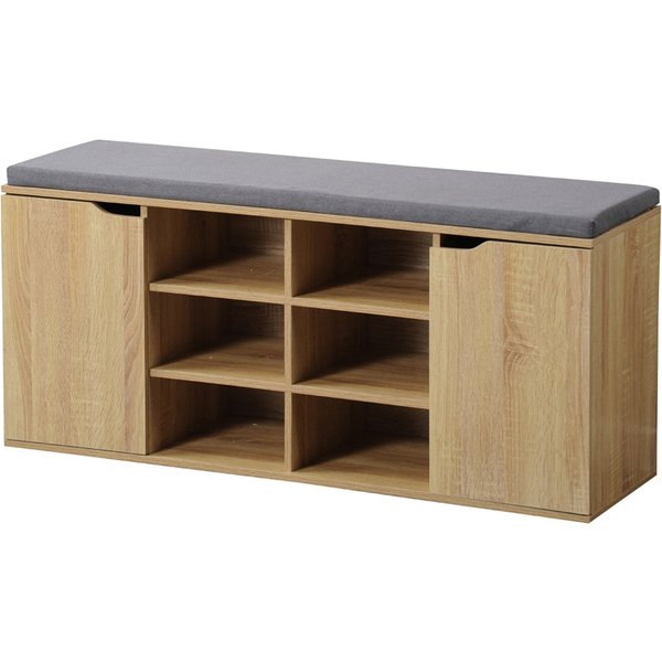 Schuhschrank mit Sitzkissen, 2 Türen und 6 Fächer
