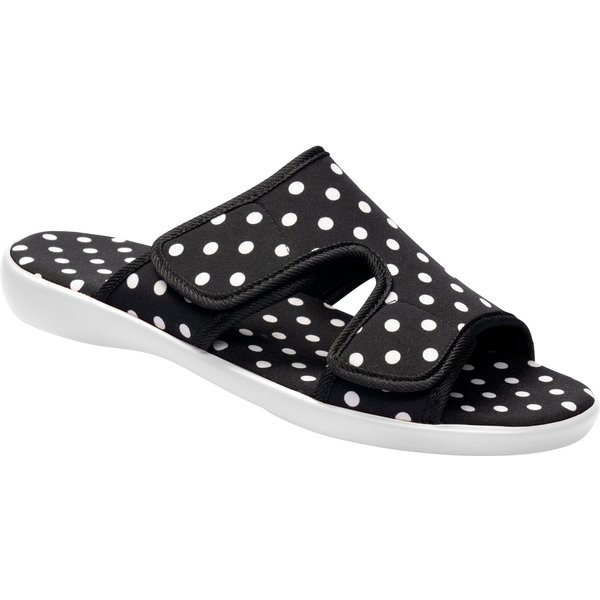Doppelklett-Pantolette „Punkte“, Größe: 36, schwarz