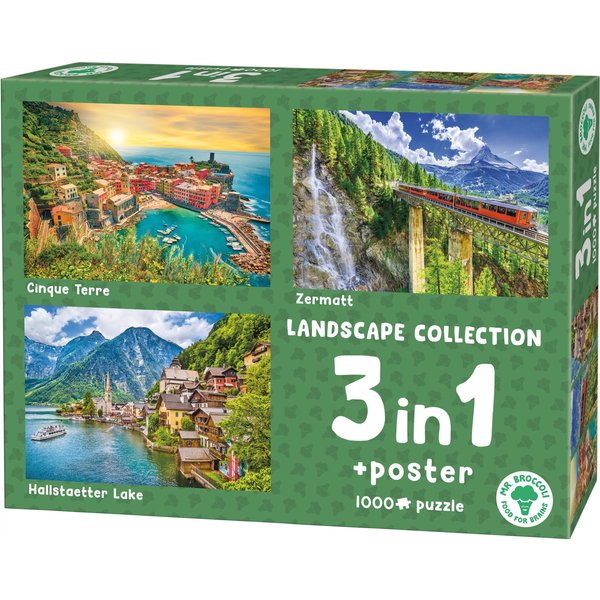 Puzzlebox 3 in 1 „Landschaftsreise“, je 1000 Teile