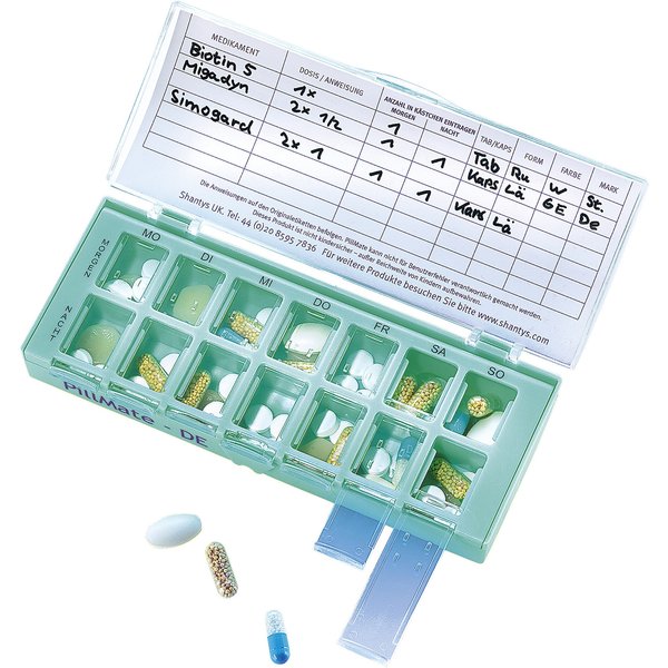 Tablettenbox 7 Tage, inkl. 2 Fächer pro Tag