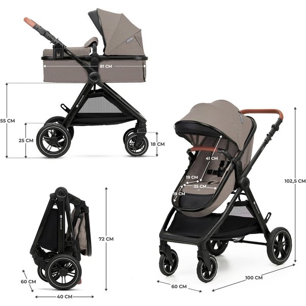 Kinderkraft Kombikinderwagen Trio-Set ESME PRO 3in1 inkl. Babyschale MINK PRO 2 beige