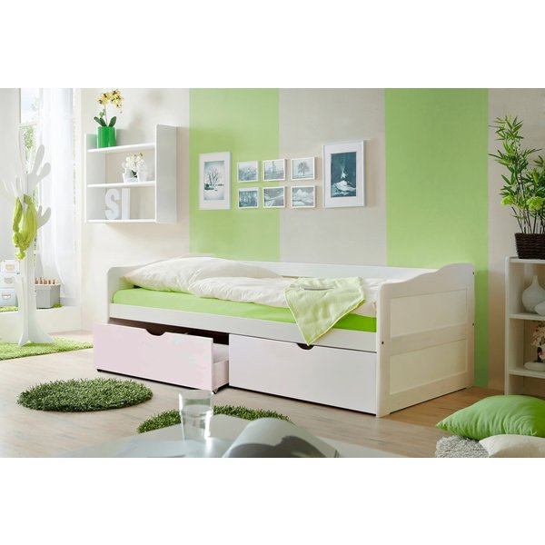Ticaa Sofabett Funktionsbett Gästebett Melanie Kiefer Weiß inkl. Matratze und Rollrost