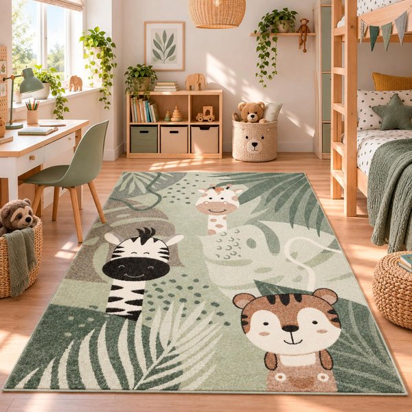 Pergamon Kinder Teppich Softstar Kids Safari Animal Friends