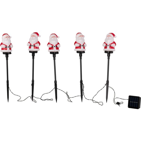 Solar-LED-Gartenstecker "Weihnachtsmänner", 5 Stück