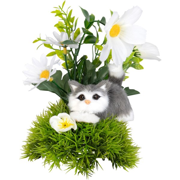Gesteck „Kätzchen im Blumenbeet“