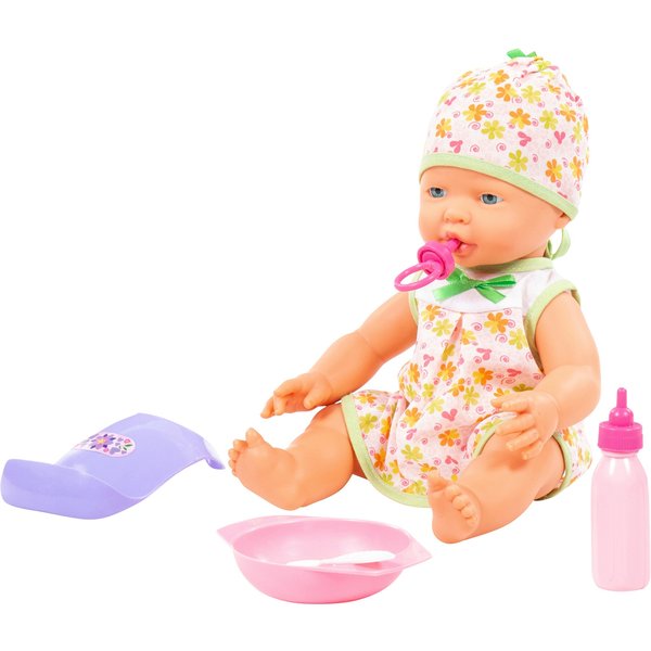 Polesie Puppe Fröhliches Baby 35cm mit Schnuller & Fütterset