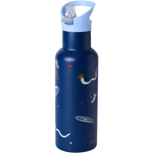 Studio Noos Edelstahl-Trinkflasche mit Strohhalm, 500ml