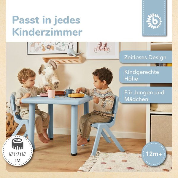 Bieco Kindertisch Hazy Blue, 62×62×52 cm