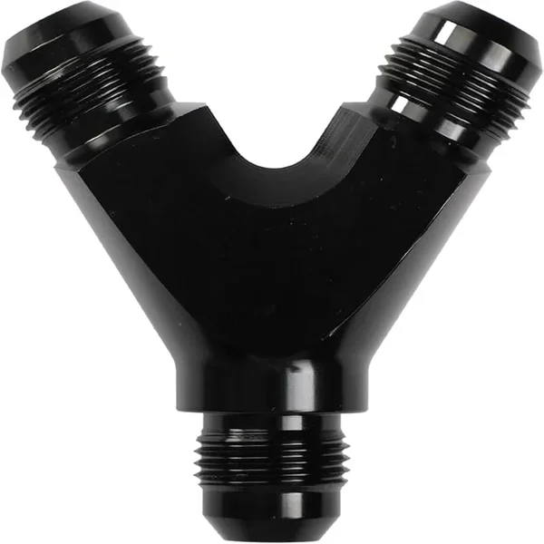 8AN Y Block Male Flare Fitting Adapter Union Splitter Aluminum Black (3 x 8 AN)