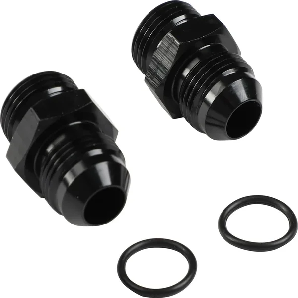 8AN Flare to 8AN ORB Male Fuel Rail Adapter Fitting Black 2PCS (ORB8-AN8)