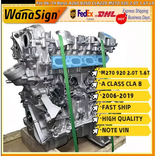 Long Block Engine Assembly For 06-19 Benz A260 B260 CLA220 M270 920 2.0T 1.6T L4