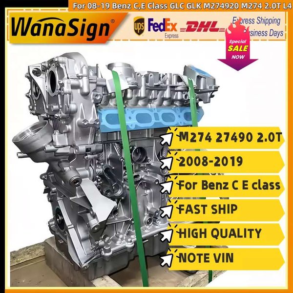 Long Block Engine Assembly For 08-19 Benz C,E Class GLC GLK M274920 M274 2.0T L4