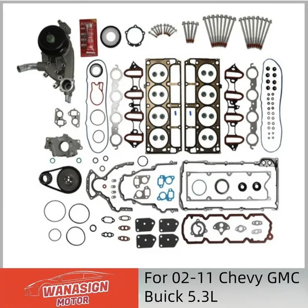 Cylinder Engine Gasket Kit w/Water Pump Bolts For 2002-2011 Chevy GMC Buick 5.3L