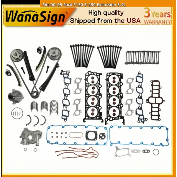 Head Gasket Set Bolts Timing Chain Kit Fits 00-05 Ford F150 E-250 Excursion 5.4L