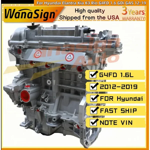 Long Block Engine Assembly For Hyundai Elantra Kia K3 Rio G4FD 1.6 GDi GAS 12-19