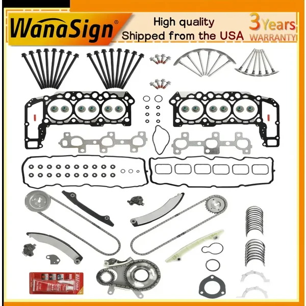Engine Rebuild Kit - Timing Valve Bearing Gasket For 02-12 Jeep Dodge Ram 3.7L