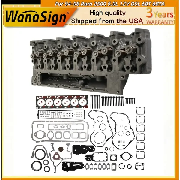 Cylinder Head W/Valves & Spring Gasket For 94-98 Ram 2500 5.9L 12V DSL 6BT 6BTA