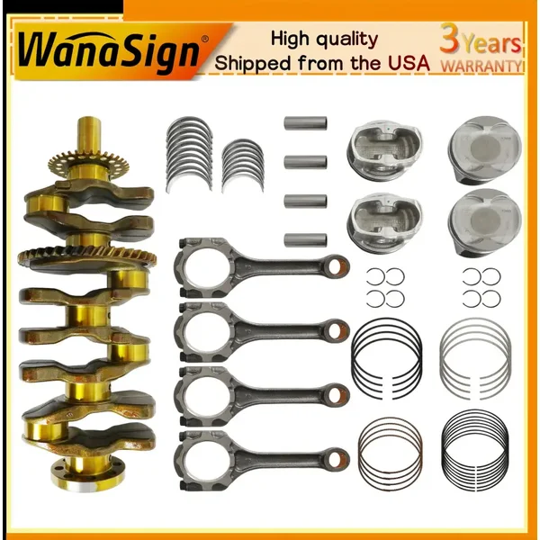 Engine Crankshaft Connecting Rods Kit & Pistons Bearings For Toyota RAV4 Camry Scion tC 2.5 09-18
