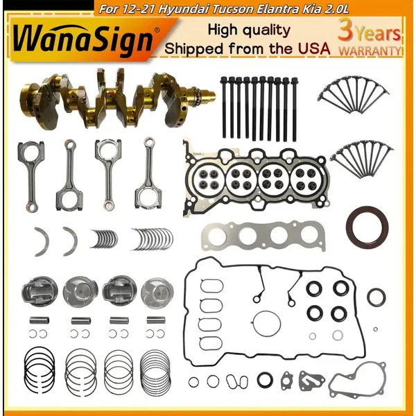 G4NC Crankshaft Head Gasket Set & Connecting Rod For 12-21 Hyundai Kia 2.0L