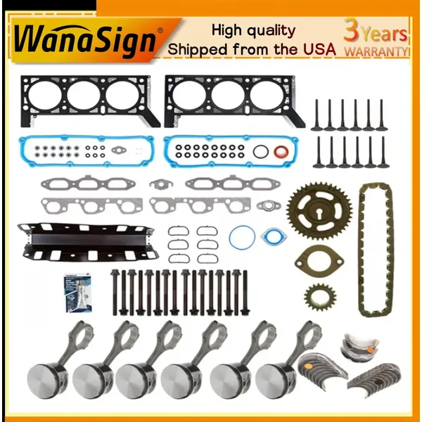 Head Gasket Connecting Rods Piston Kit For Jeep Dodge Chrysler 3.8L V6 2001-2011