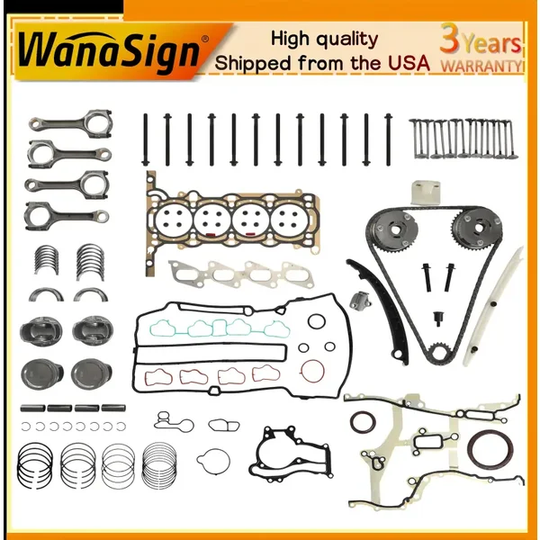 Head Gasket Set Timing Chain Kit Valve Connecting Rod Piston For Buick Chevrolet 1.4L 11-16