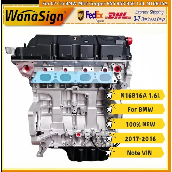 Long Block Engine Assembly For 2007-16 BMW Mini Cooper R56 R58 R60 1.6L N16B16A