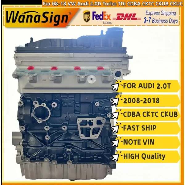 Long Block Engine Assembly For 2008-18 VW Audi 2.0D Turbo CDBA CKTC CKUB CKKUC