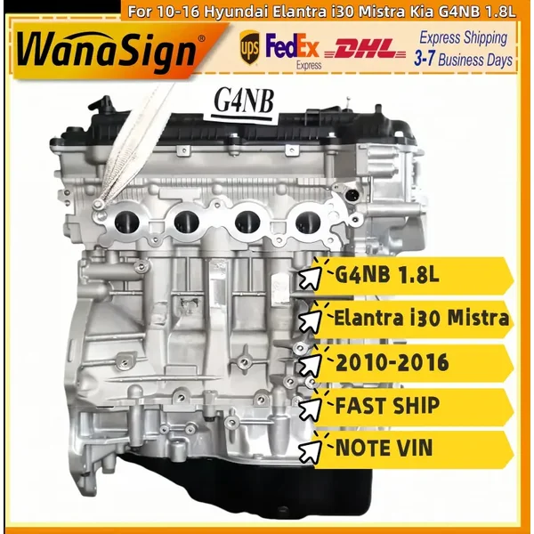 Long Block Engine Assembly For 10-16 Hyundai Elantra i30 Mistra Kia G4NB 1.8L L4