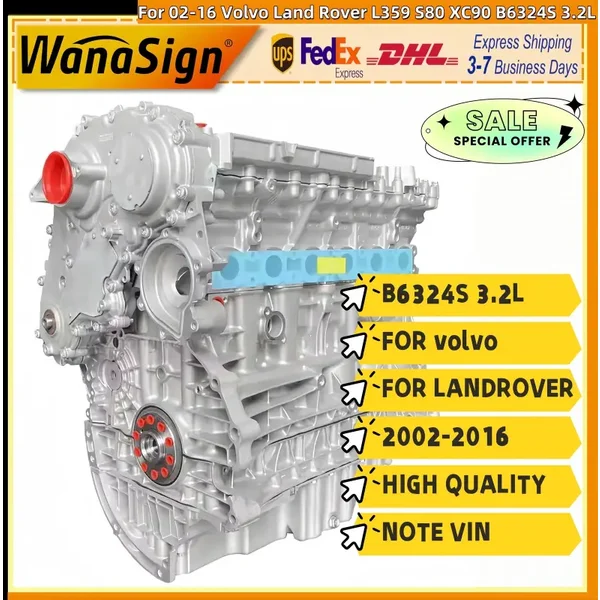 Long Block Engine Assembly For 02-16 Volvo Land Rover L359 S80 XC90 B6324S 3.2L