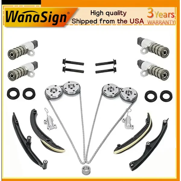 Timing Chains Kit Phasers Kit Guides Tensioners Solenoids For Ford 3.5L V6 17-24
