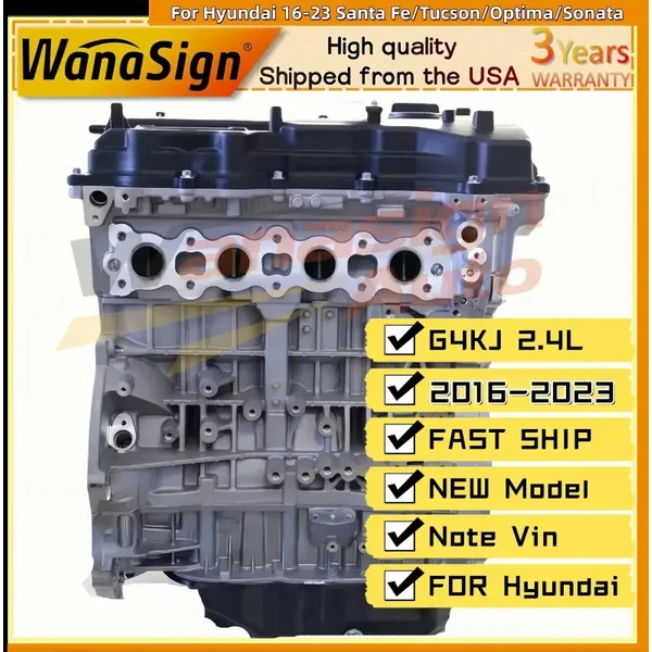 G4KJ 2.4L GDI Rebuilt Long Block For Hyundai 16-23 Santa Fe/Tucson/Optima/Sonata