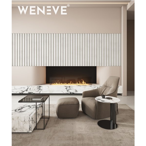 135x49,8 cm VT - PB61 (B0 Zgaszona biel) LAMEL OBŁY - Panel dekor 3D beton architektoniczny