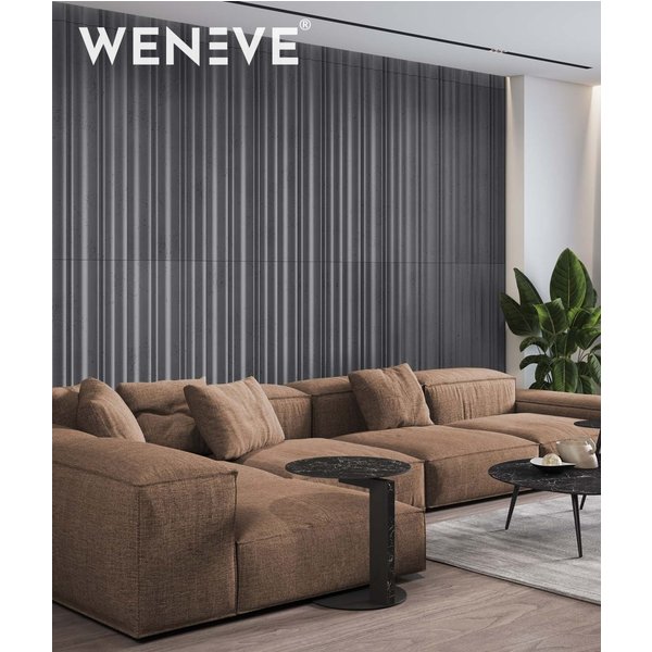 135x56 cm VT - PB58 (B15 Grafitowa czerń) LAMEL OBŁY - Panel dekor 3D beton architektoniczny