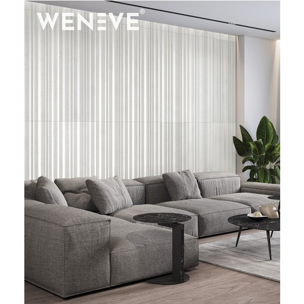135x56 cm VT - PB58 (B0 Zgaszona biel) LAMEL OBŁY - Panel dekor 3D beton architektoniczny