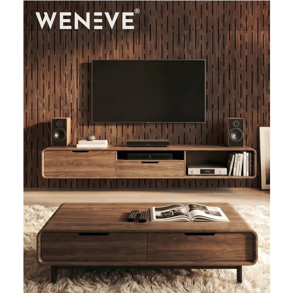 50x50x1,1 cm MB (deszcz) panel frezowany MDF fornir orzech - ozdobna dekoracja ścienna 3D