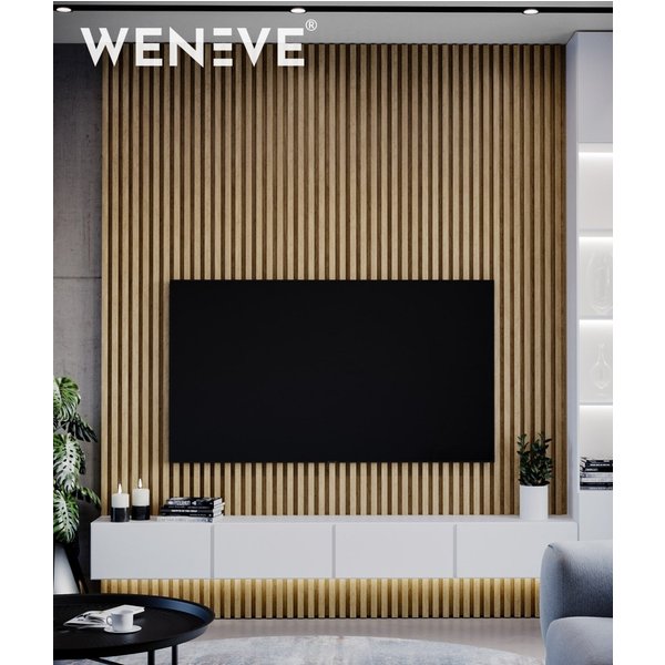 275x51x5,9 cm LD 9 lameli (dąb natura) panel akustyczny na płycie MDF 19 mm - dekoracja ścienna 3D