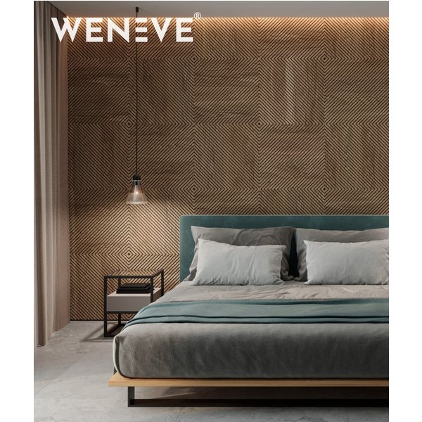 60x60x1,1 cm LD Skos (fornir dębowy) panel frezowany MDF - ozdobna dekoracja ścienna 3D