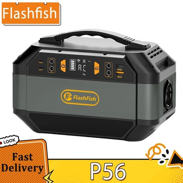 FlashFish P56 330W Portable Power Station – 288.6Wh Solar Generator for Home Backup & Outdoor Camping