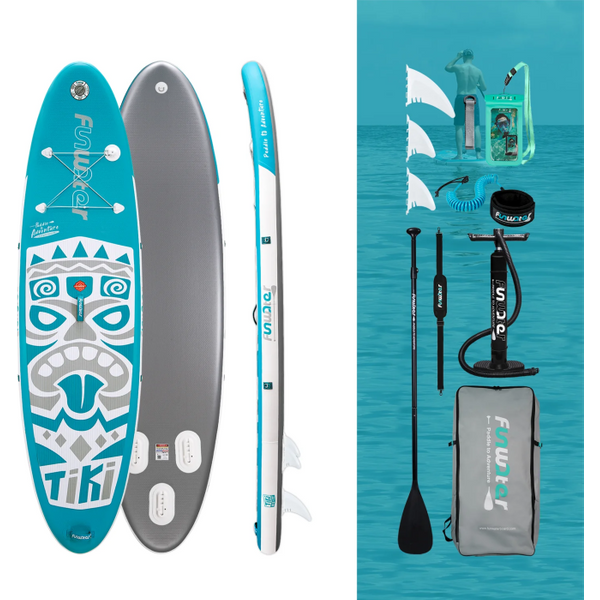 FunWater NEW TIKI Inflatable Stand Up Paddle Board 10.6'' Long 33' Wide 6' Thick 【EU Stock – Ships Immediately 】