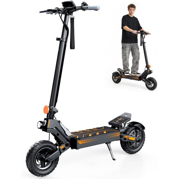 iScooter W10 Electric Scooter,48V 15Ah Battery, 800W Peak Motor, 11-inch Tubeless Off-Road Tires, 55+ km Range, 4 Speed Modes, App Control, Front & Rear Disc Brakes + Concealed Electronic Brake, 150 kg Max Load